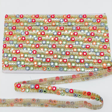 Embroidered Trim Sequins Trim 3 Yards Decorative Lace Sari Border Costume Ribbon Crafting Sewing Tape